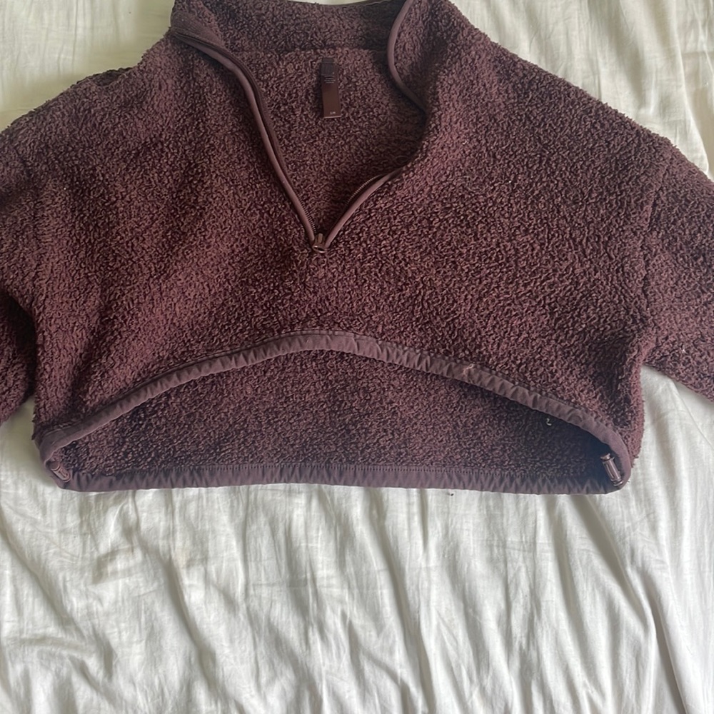 SKIMS Brown Cozy Knit Cropped Sweatshirt